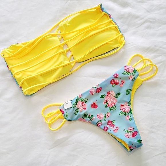 PRICE DROP 🔥  NWOT Floral Brazilian Reversible Bikini - Picture 3 of 5